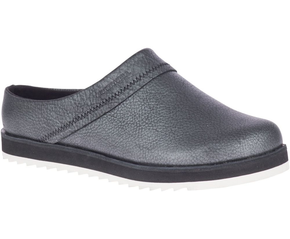 Merrell Slip Ons Black - Juno Clog Leather - Womens 94HETKSZU